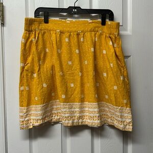 LOFT Yellow Polka Dot and Flower Skirt